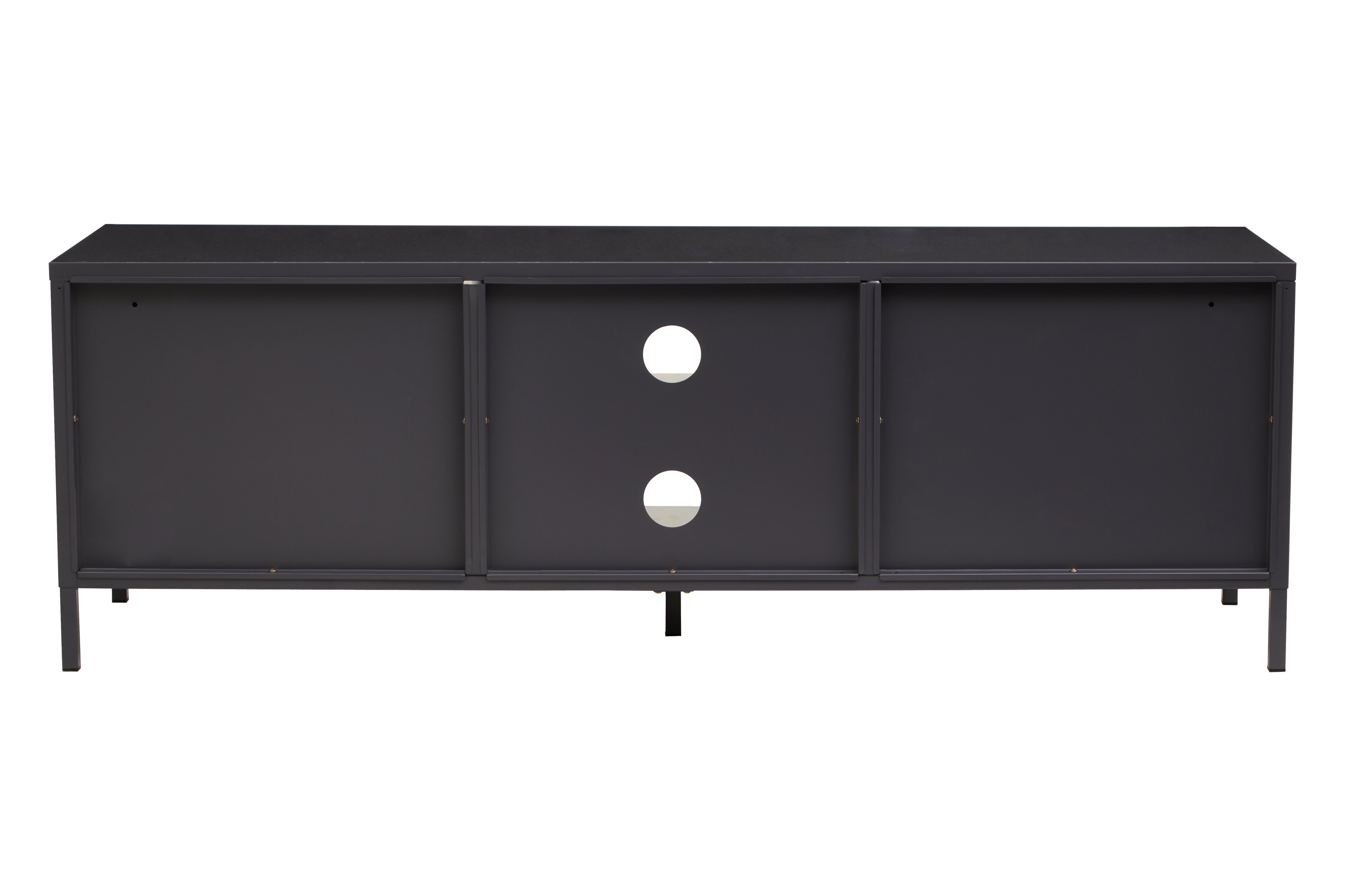 Astell Black Metal & Clear Glass TV Unit | 2 Doors